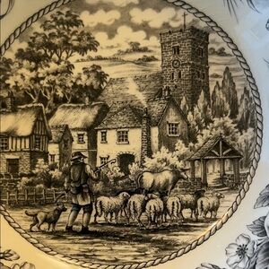 Royal Sheep herd vignette Ceramic salad  Plate and bowl made in England